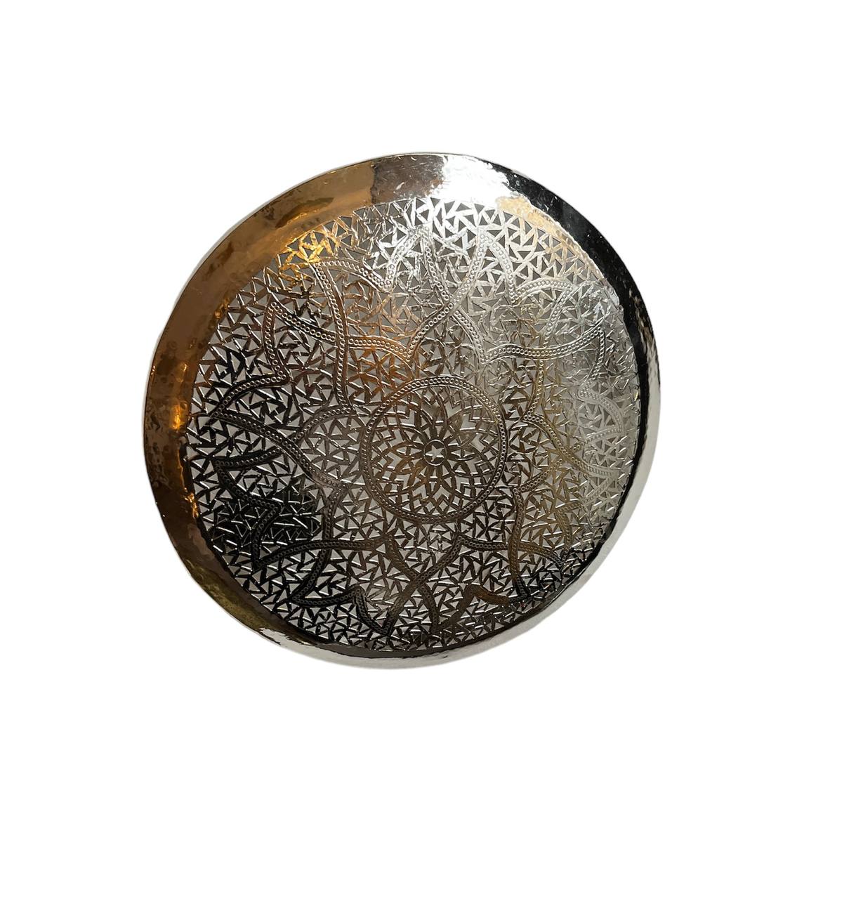 Silber 40x40 cm Orientalische Handgefertigte Kupfer Wandlampe aus Marokko