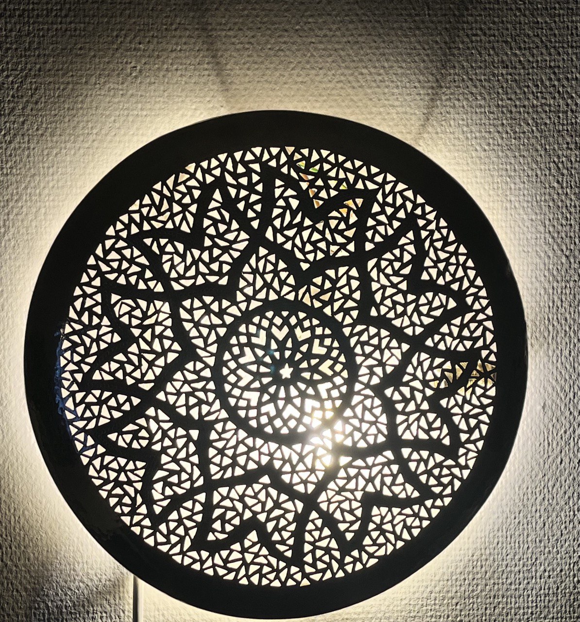 Silber 40x40 cm Orientalische Handgefertigte Kupfer Wandlampe aus Marokko